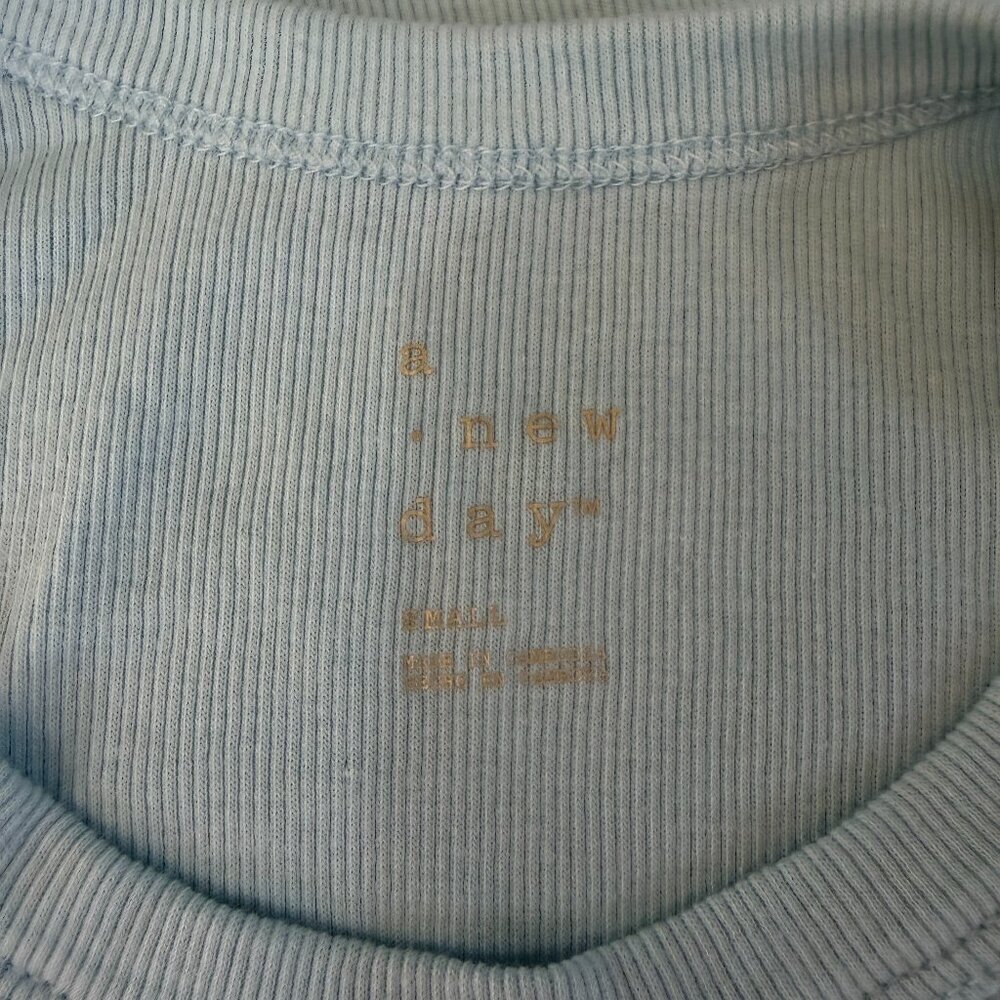 A NEW DAY High Neck Ribbed Tank Top Size Small Light Blue Green Color - Picture 6 of 7